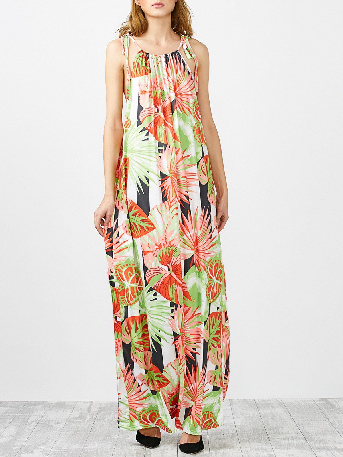 Colormix Plant Print Long Bohemian Dress | RoseGal.com