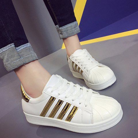Latest Shell Toe PU Leather Athletic Shoes GOLDEN 39
