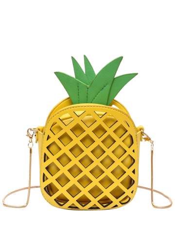 Fancy Hollow Out Pineapple Shaped Crossbody Bag YELLOW 
